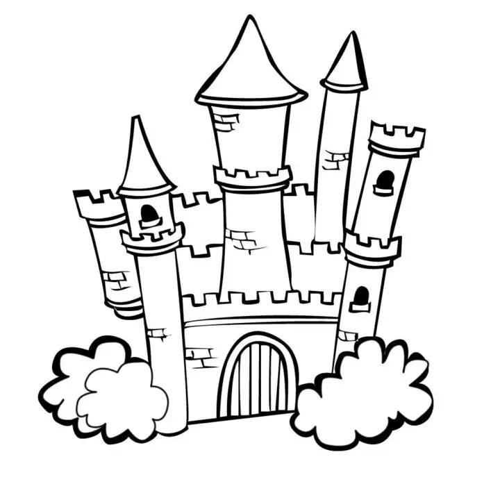 Free castle colouring page