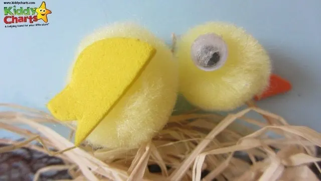 Gorgeous chick, which is simple to create, on our easter card for kids - an easy craft for us all at Easter.