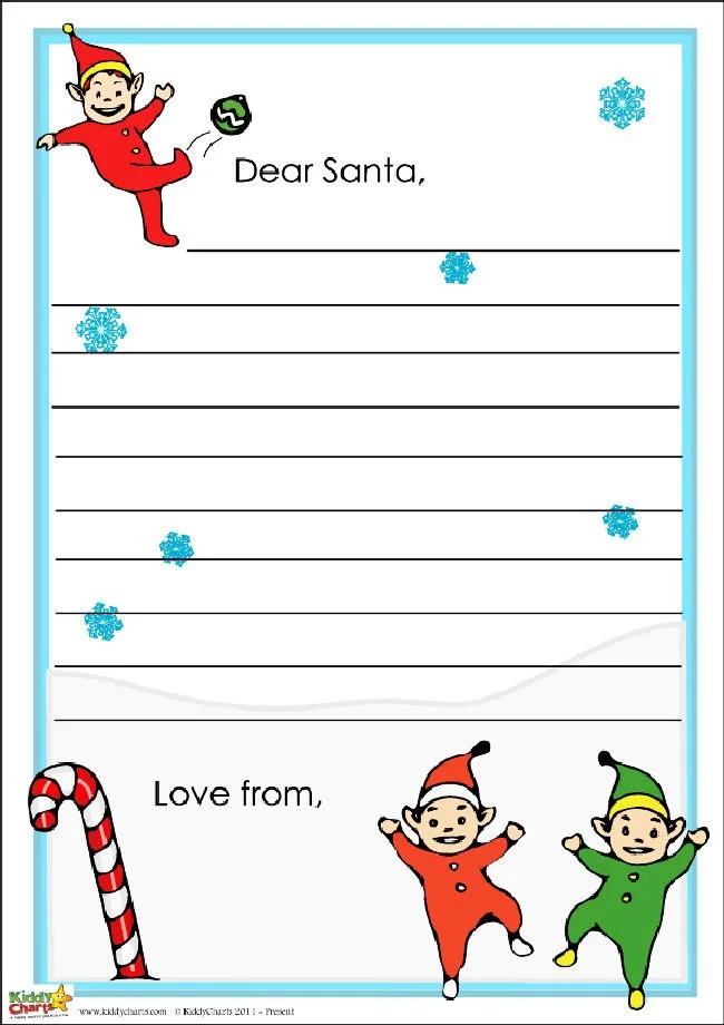 Santa letter for the kids - themed with elves and snow, so they can write on something special...