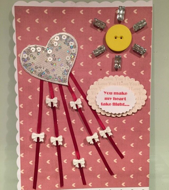 Here is our kite Valentines Card for you - pop along and see how we make this valentines card, and how you can adapt the design for littler and bigger hands to make too!