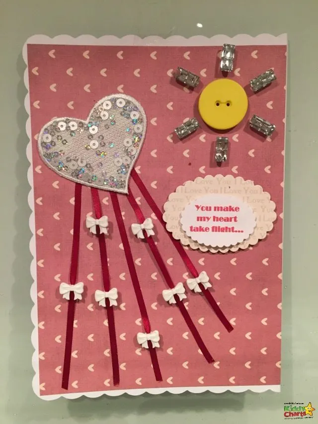 Here is our kite Valentines Card for you - pop along and see how we make this valentines card, and how you can adapt the design for littler and bigger hands to make too!