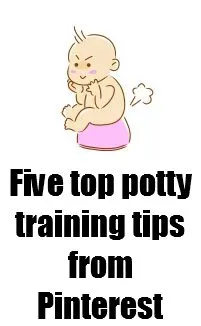 The image shows five tips to help parents potty train their children, as shared by Pinterest.