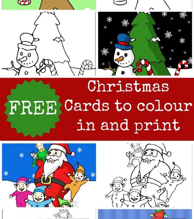 Four christmas card designs for your kids to colour in and give to whomever they want. There is bound to be one of our four designs that they like and want to give to someone special for Christmas.
