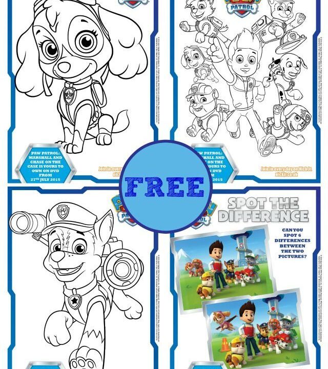 Free Paw Patrol colouring sheets and activity sheets for little hands to colour in,