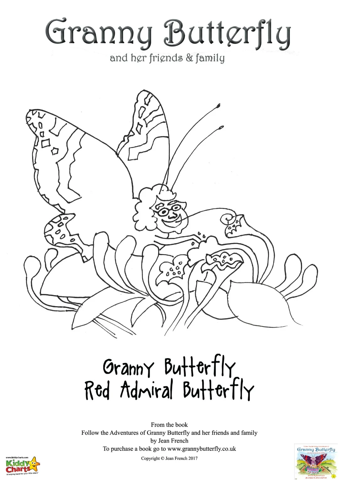 Granny Butterfly Colouring pages: Granny Butterfly herself!