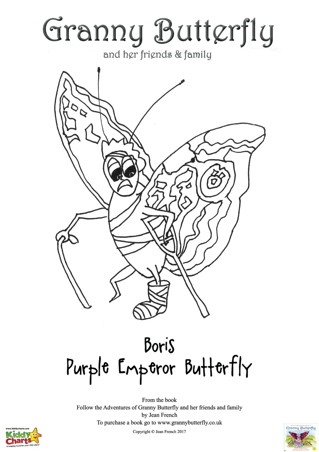 Granny Butterfly Colouring pages: Boris