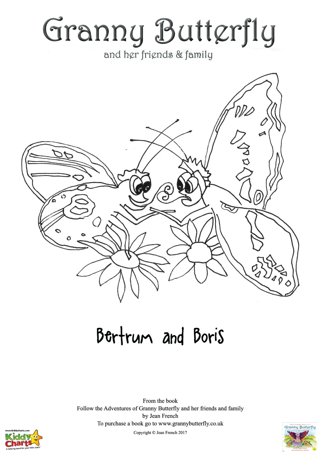 Granny Butterfly Colouring pages: Bertram and Boris