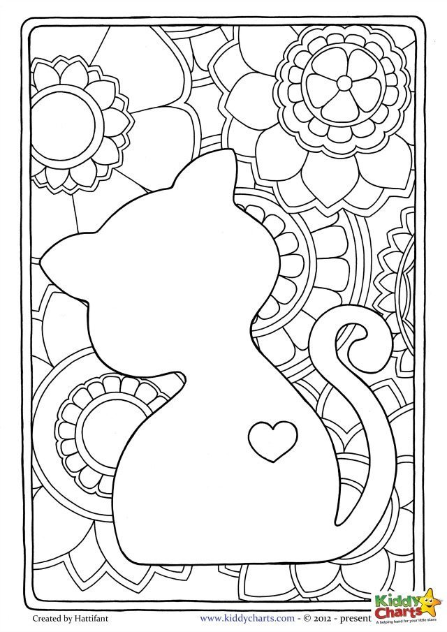 Free cat mindful coloring pages for kids & adults ...