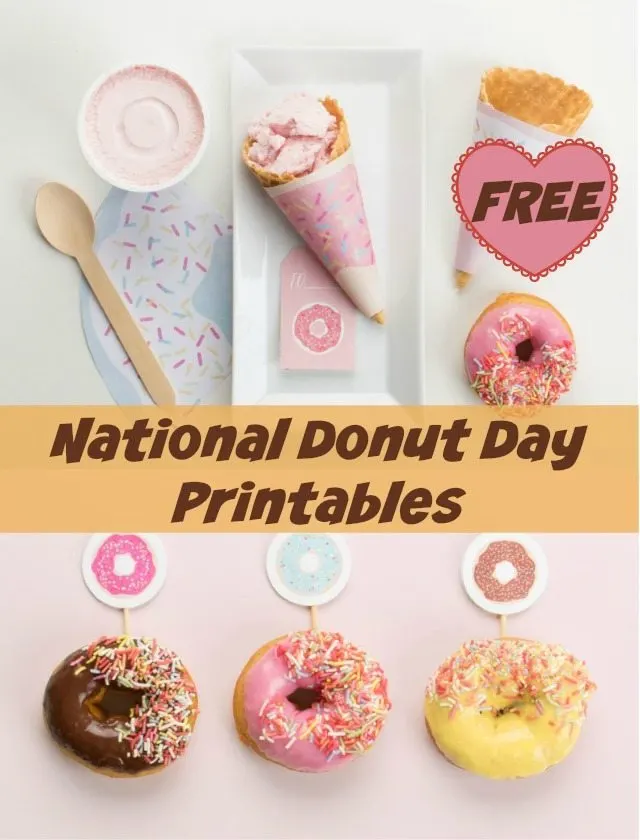 These national donut day party printables would also make excellent toppers and tags for a children's party because of their lovely, and bright colours. Go on, have a donut!