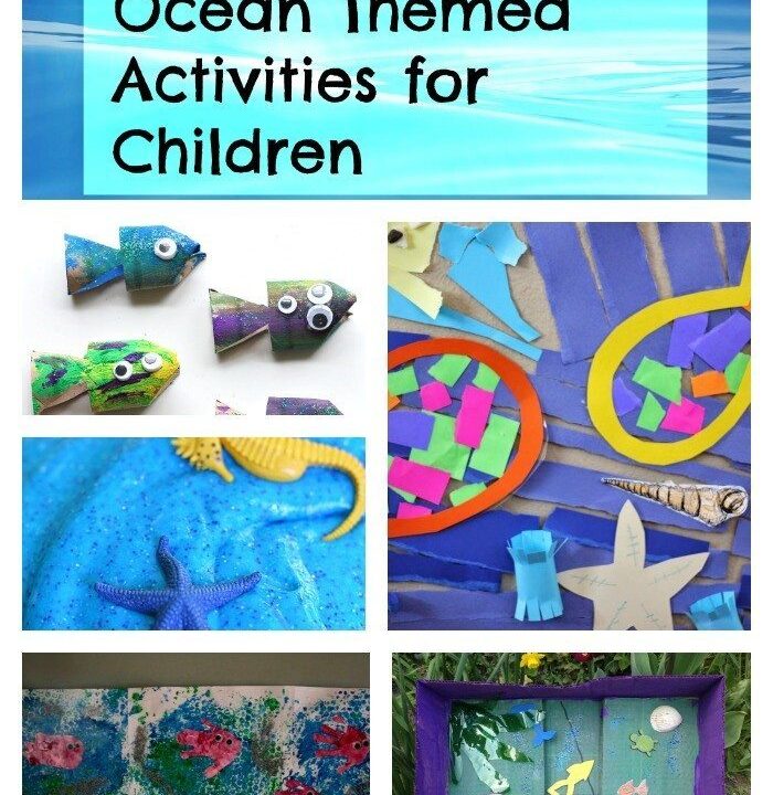 Children are engaging in a variety of ocean-themed activities.