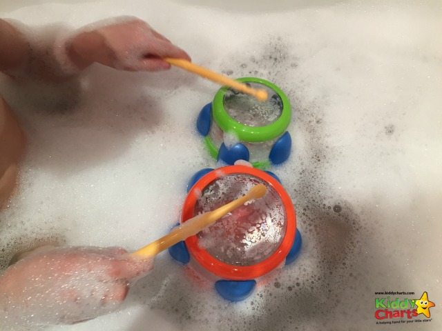 Our panasonic waterproof portable speakers mean we can practise our drumming in the bath!