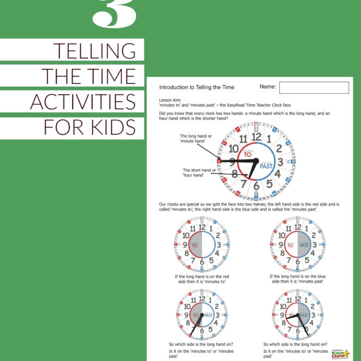 This image is teaching children how to tell time using the EasyRead Time Teacher Clock face by explaining the concept of 