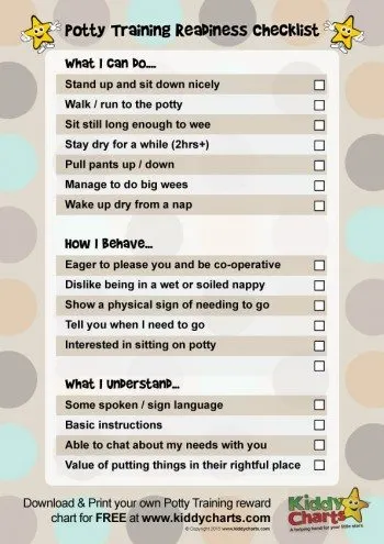 Do you need help with learning the potty training signs for your child - we have a checklist for you. Click to download it now :-D