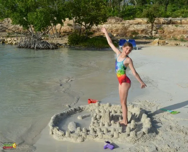 Building sandcastles at verandah resort and spa in Antigua.