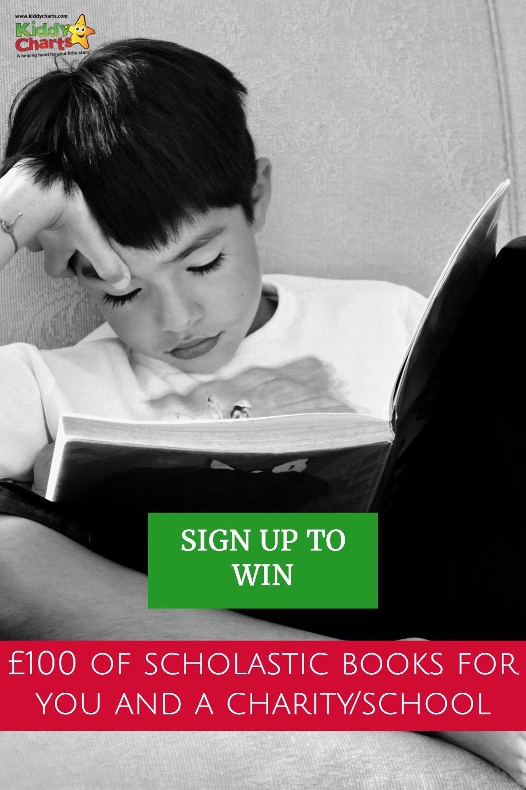Sign up to KiddyCharts newsltter for your chance to win £100 of Scholastic Books for yourself and your school/charity