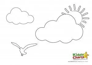 Add our seagull and cloud to your collection of our summer colouring pages