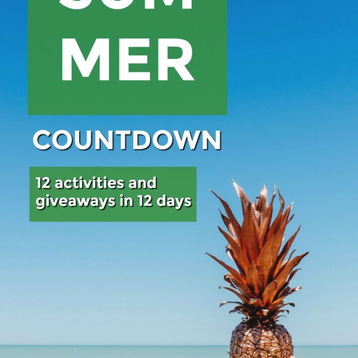 This image is promoting a summer countdown of 12 activities and giveaways from Kiddy Charts over 12 days.