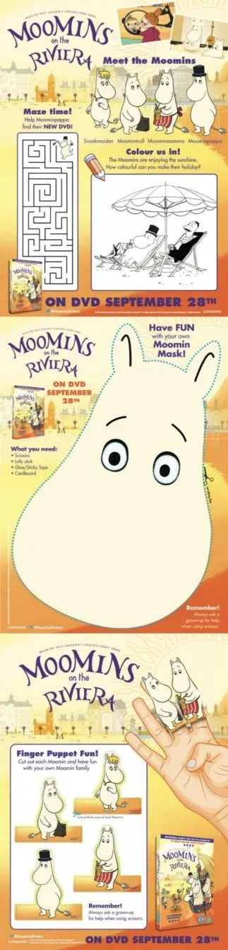 Do your kids love The Moomins - if they do, then these free activity sheets are perfect for them...a mask, and finger puppets to keep little hands busy!