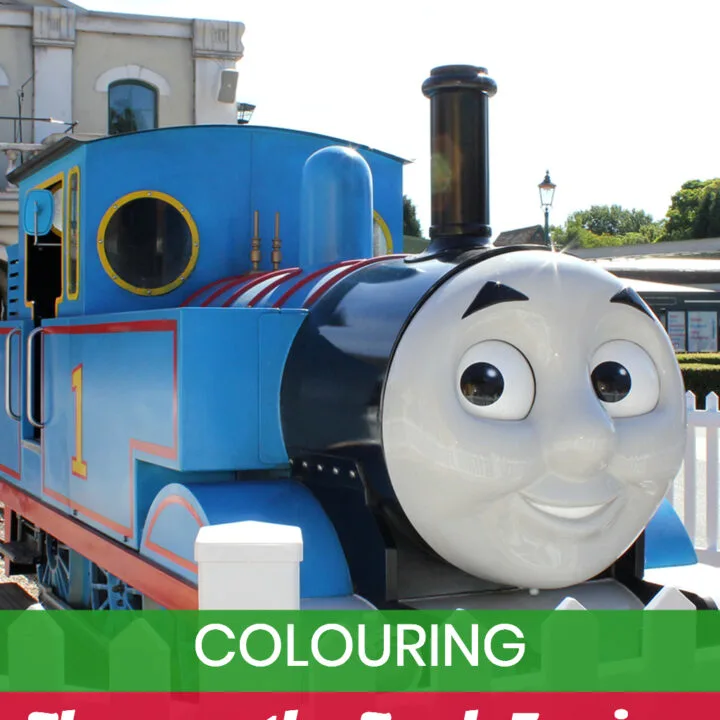 Children are coloring Thomas the Tank Engine activity sheets on the Kiddy Charts website.