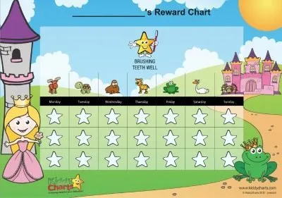 Wonderful FREE reward chart for kids to help them to brush their teel well - this is for anyone who likes princesses