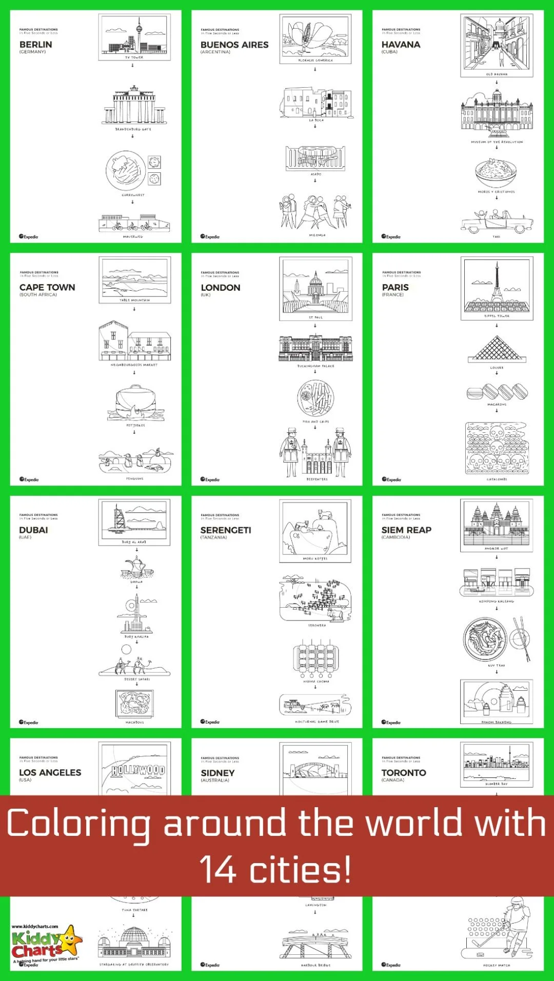World Cities coloring pages for the kids to explore, and learn about some of the most cities around!
